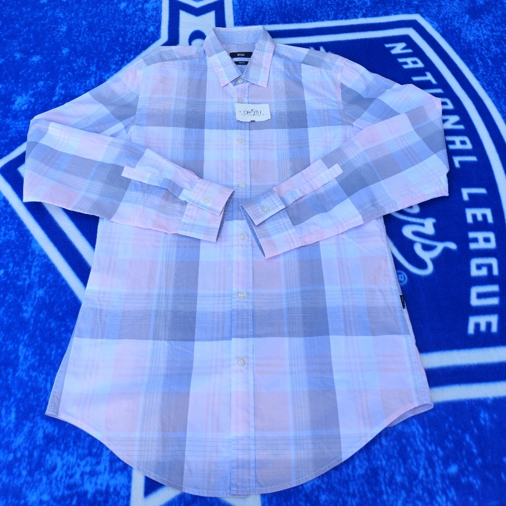 BOSS Hugo Boss Plaid Long Sleeve Button-Up Shirt Slim Fit Men's M